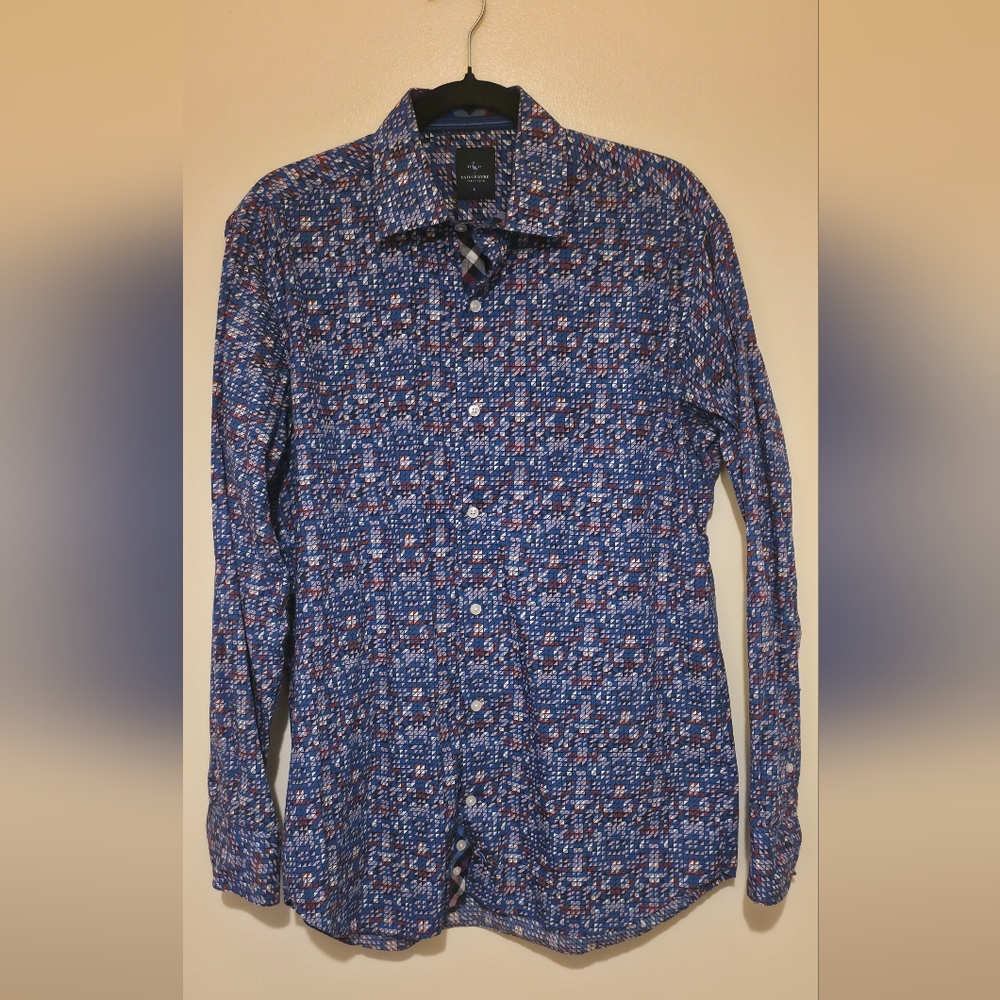 Tailorbyrd Blue & Purple Patterned Button Down